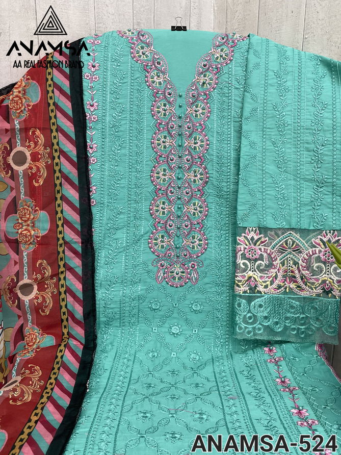 Anamsa 524 Jam Cotton Embroidery Pakistani Suit Suppliers In India